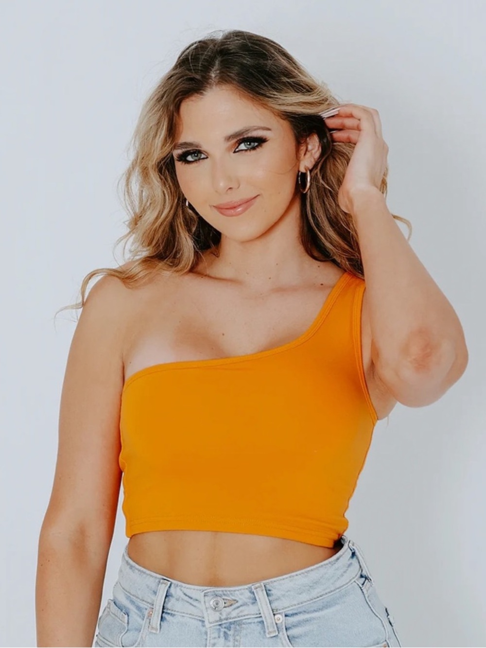 Orange One-Shoulder Brami Crop Top